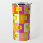 Colorful Retro Geometric Rektangel Pattern Pink Orange Yellow Travel Mug Gallery Image 1