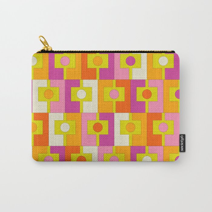 Colorful Retro Geometric Rektangel Pattern Pink Orange Yellow Carry All Pouch Gallery Image 1