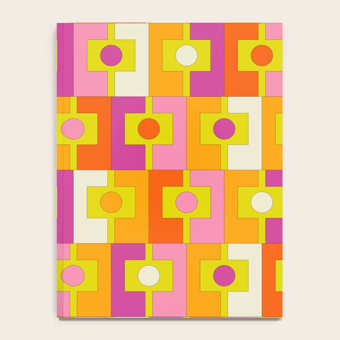 Colorful Retro Geometric Rektangel Pattern Pink Orange Yellow Notebook Gallery Image 4