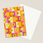 Colorful Retro Geometric Rektangel Pattern Pink Orange Yellow Stationery Card Gallery Image 2