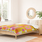 Colorful Retro Geometric Rektangel Pattern Pink Orange Yellow Duvet Cover Gallery Image 2