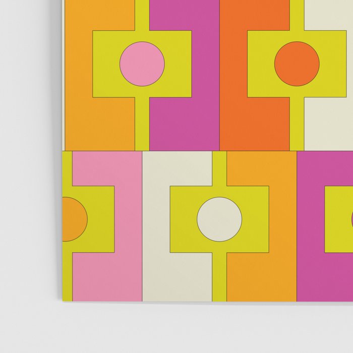 Colorful Retro Geometric Rektangel Pattern Pink Orange Yellow Poster Gallery Image 3