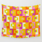 Colorful Retro Geometric Rektangel Pattern Pink Orange Yellow Wall Tapestry Gallery Image 4