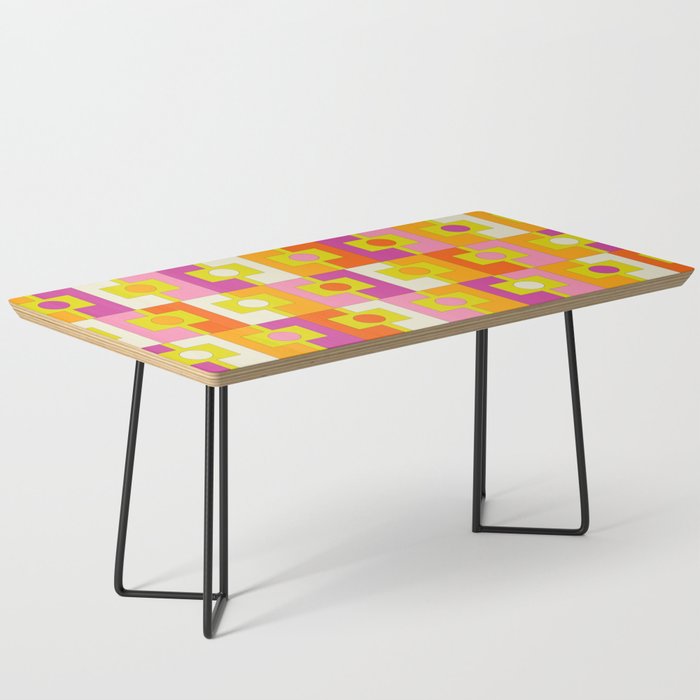 Colorful Retro Geometric Rektangel Pattern Pink Orange Yellow Coffee Table Gallery Image 1