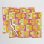 Colorful Retro Geometric Rektangel Pattern Pink Orange Yellow Placemat Gallery Image 1