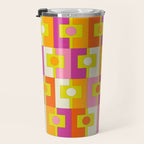 Colorful Retro Geometric Rektangel Pattern Pink Orange Yellow Travel Mug Gallery Image 3