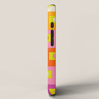 Colorful Retro Geometric Rektangel Pattern Pink Orange Yellow iPhone Case Gallery Image 2