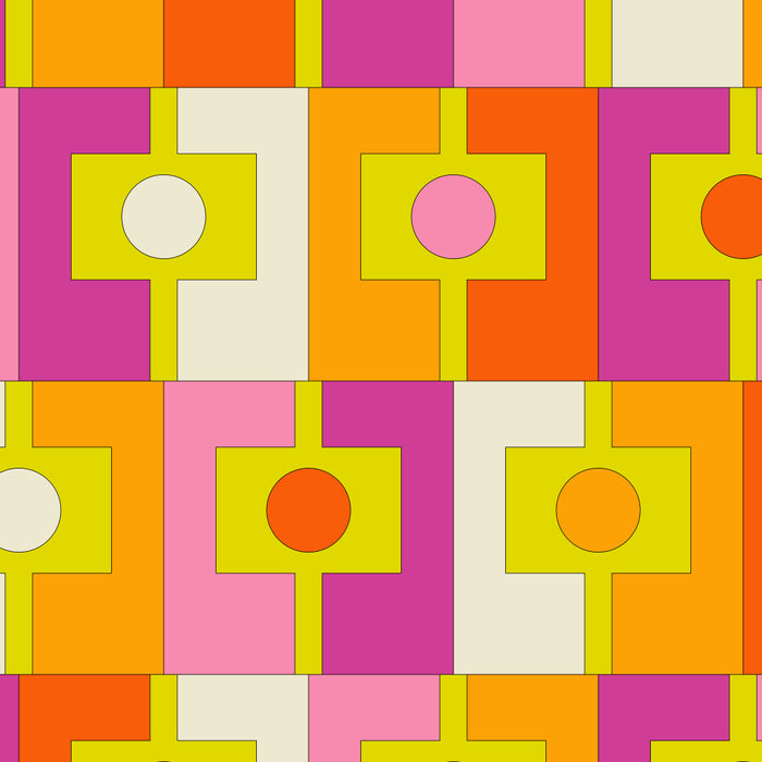Colorful Retro Geometric Rektangel Pattern Pink Orange Yellow Coffee Mug Gallery Image 2