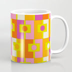 Colorful Retro Geometric Rektangel Pattern Pink Orange Yellow Coffee Mug Gallery Image 1