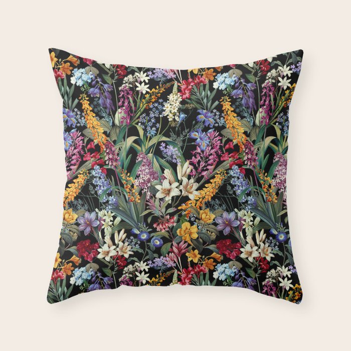 Isolated Blooms II Night Throw Pillow Gallery Image 6