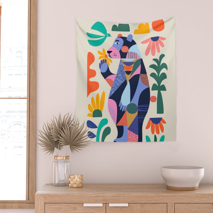Black bear Wall Tapestry Gallery Image 2