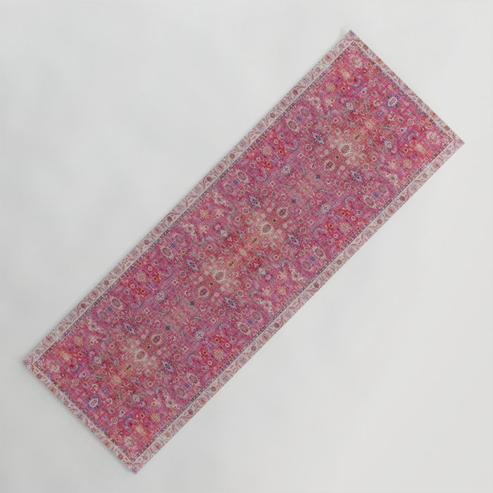 N45 - Pink Vintage Traditional Moroccan Boho & Farmhouse Style Artwork. Yoga Mat Gallery Image 1