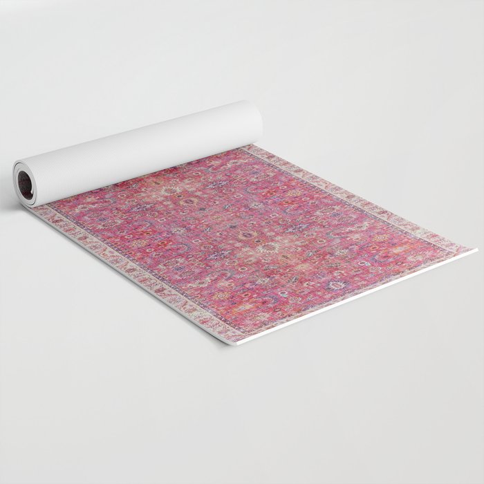 N45 - Pink Vintage Traditional Moroccan Boho & Farmhouse Style Artwork. Yoga Mat Gallery Image 2