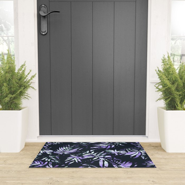 Dark abstract tropical leaves D1 Welcome Mat Gallery Image 3