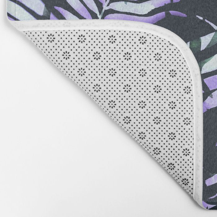 Dark abstract tropical leaves D1 Bath Mat Gallery Image 2