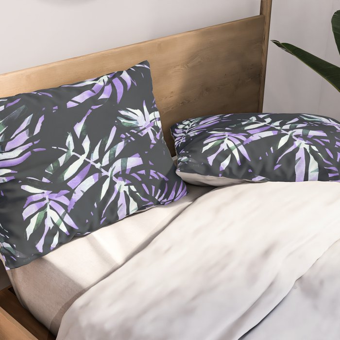 Dark abstract tropical leaves D1 Pillow Sham Gallery Image 2
