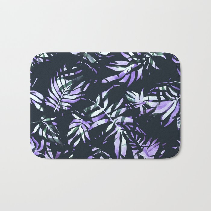 Dark abstract tropical leaves D1 Bath Mat Gallery Image 1
