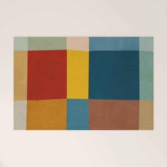 Mid-Century Modern Geometric Warm Tones Artwork Welcome Mat Gallery Image 1