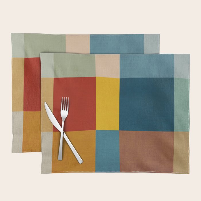 Mid-Century Modern Geometric Warm Tones Artwork Placemat Gallery Image 1