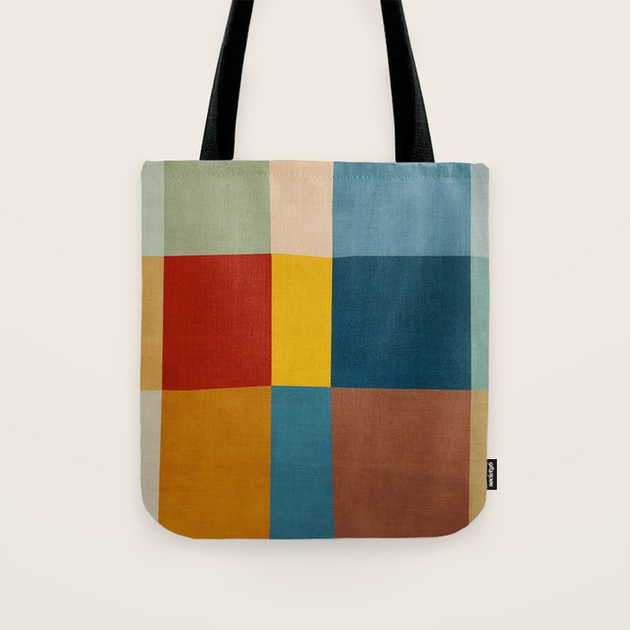 Mid-Century Modern Geometric Warm Tones Artwork Tote Bag Gallery Image 1