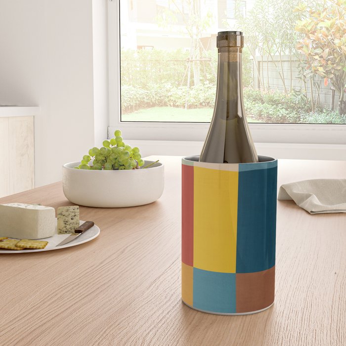 Mid-Century Modern Geometric Warm Tones Artwork Wine Chiller Gallery Image 4