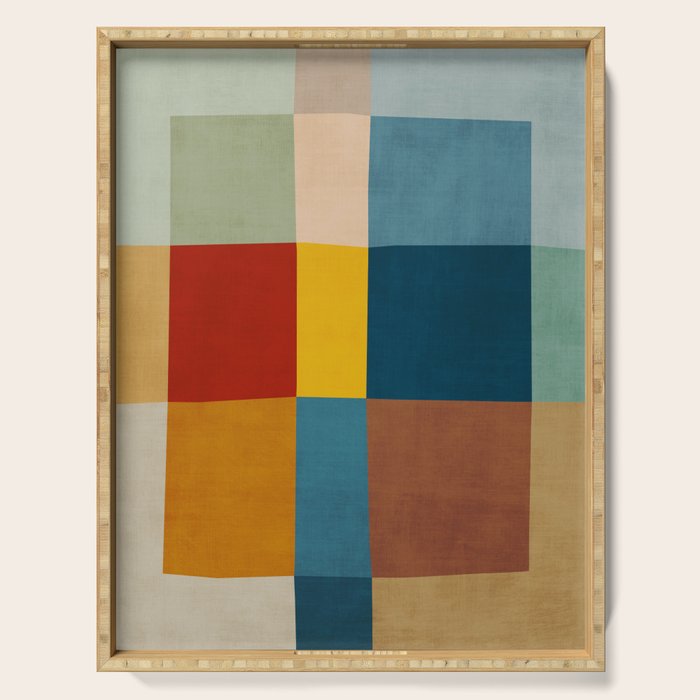 Mid-Century Modern Geometric Warm Tones Artwork Serving Tray Gallery Image 1