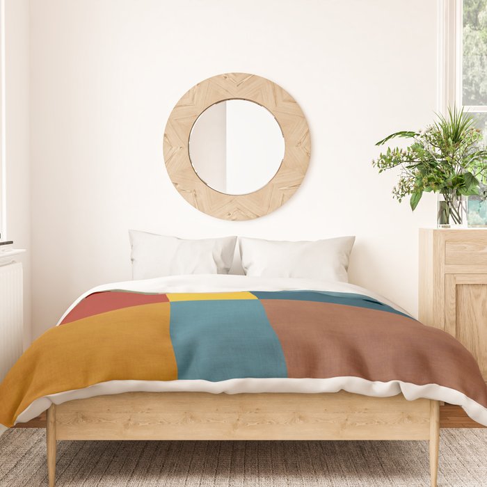 Mid-Century Modern Geometric Warm Tones Artwork Duvet Cover Gallery Image 3