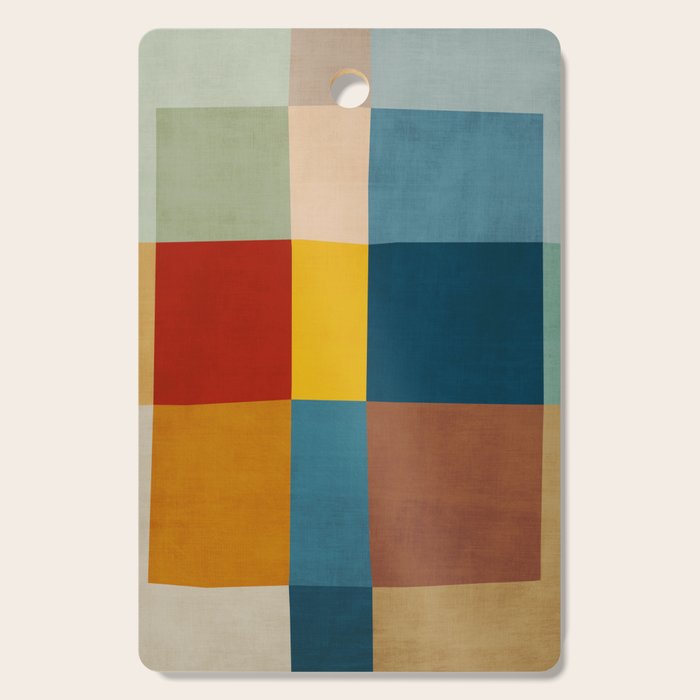 Mid-Century Modern Geometric Warm Tones Artwork Cutting Board Gallery Image 1