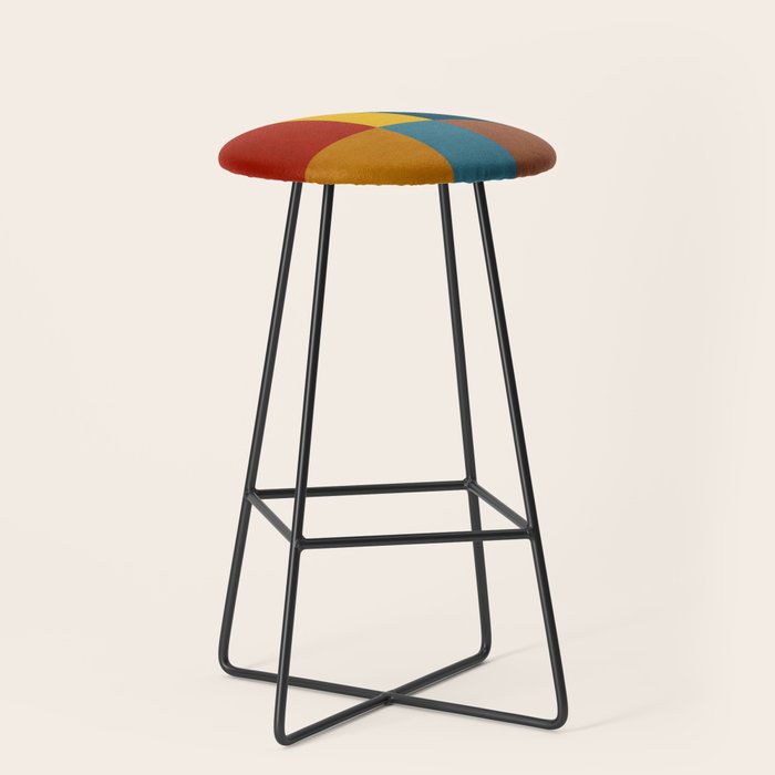 Mid-Century Modern Geometric Warm Tones Artwork Stool Gallery Image 1