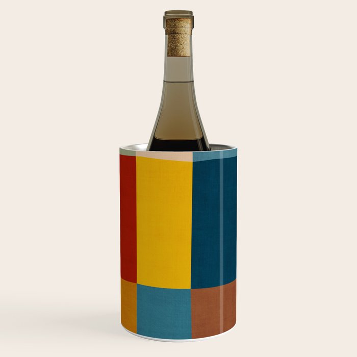 Mid-Century Modern Geometric Warm Tones Artwork Wine Chiller Gallery Image 1