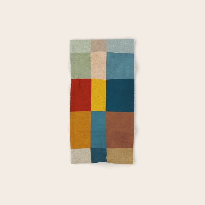 Mid-Century Modern Geometric Warm Tones Artwork Bath Towel Gallery Image 1