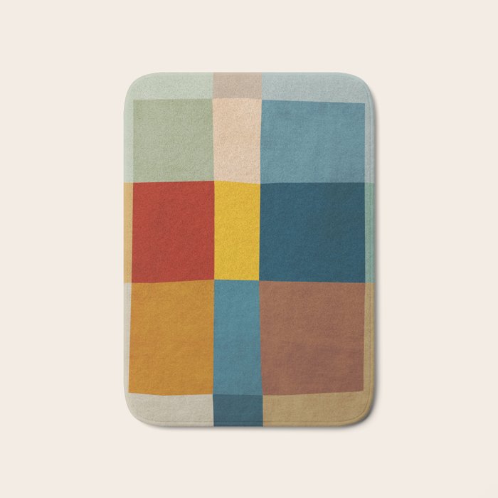 Mid-Century Modern Geometric Warm Tones Artwork Bath Mat Gallery Image 1