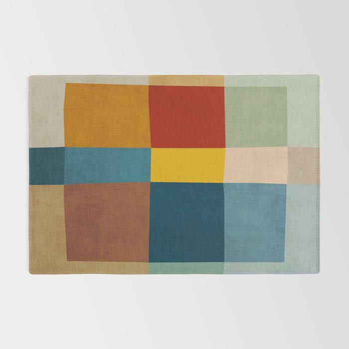 Mid-Century Modern Geometric Warm Tones Artwork Rug Gallery Image 2