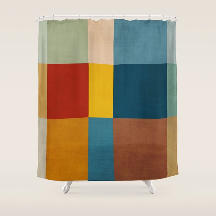 Mid-Century Modern Geometric Warm Tones Artwork Shower Curtain Gallery Image 1