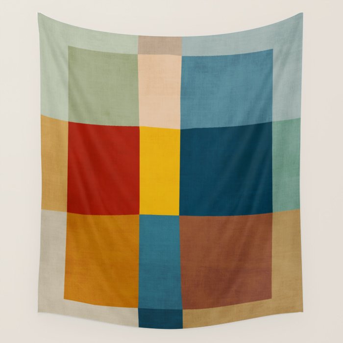 Mid-Century Modern Geometric Warm Tones Artwork Wall Tapestry Gallery Image 4