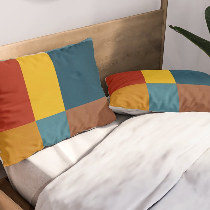 Mid-Century Modern Geometric Warm Tones Artwork Pillow Sham Gallery Image 2