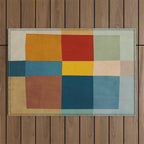 Mid-Century Modern Geometric Warm Tones Artwork Outdoor Rug Gallery Image 1