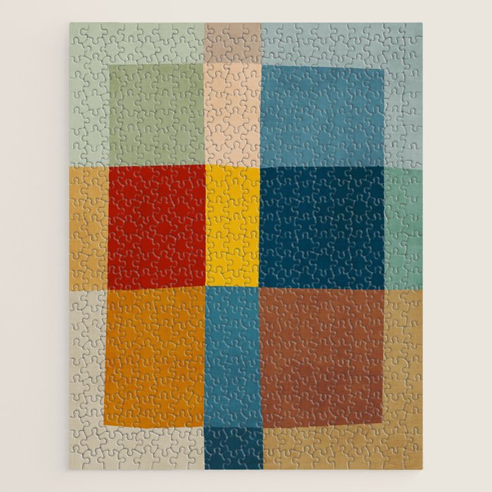 Mid-Century Modern Geometric Warm Tones Artwork Jigsaw Puzzle Gallery Image 1