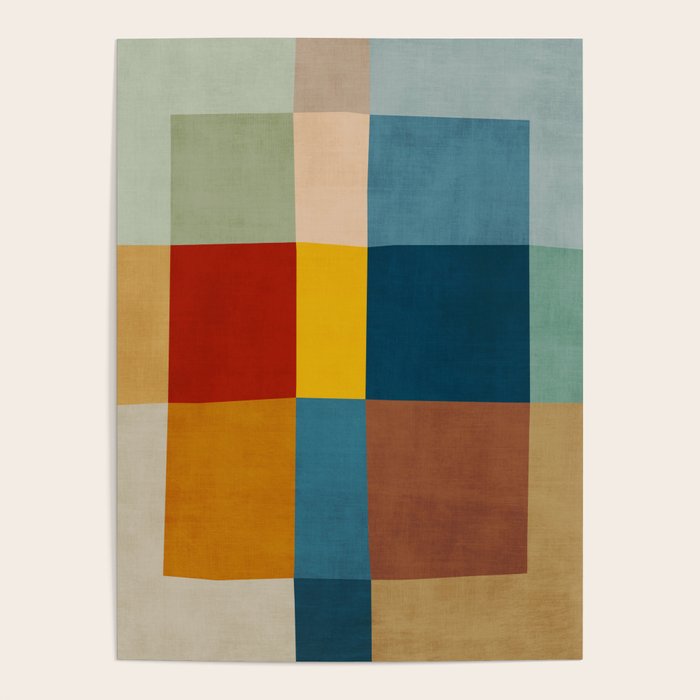 Mid-Century Modern Geometric Warm Tones Artwork Poster Gallery Image 4