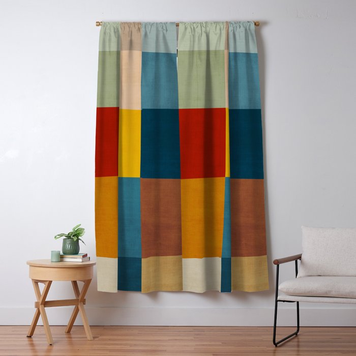 Mid-Century Modern Geometric Warm Tones Artwork Window Curtain Gallery Image 5