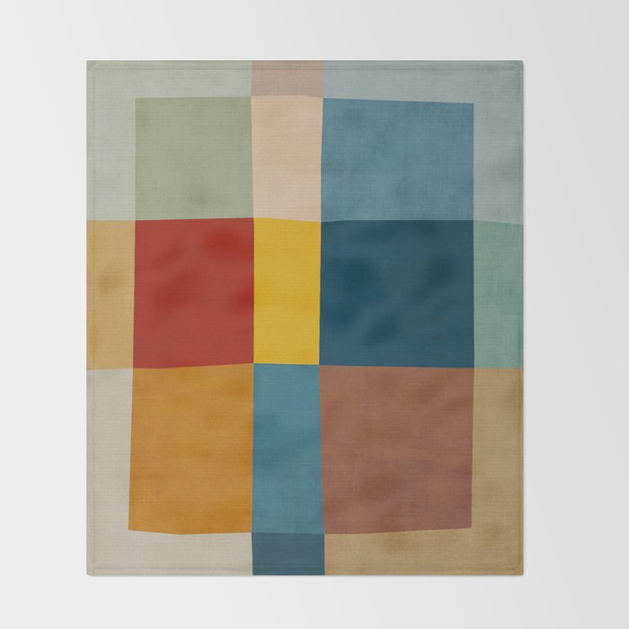 Mid-Century Modern Geometric Warm Tones Artwork Throw Blanket Gallery Image 2
