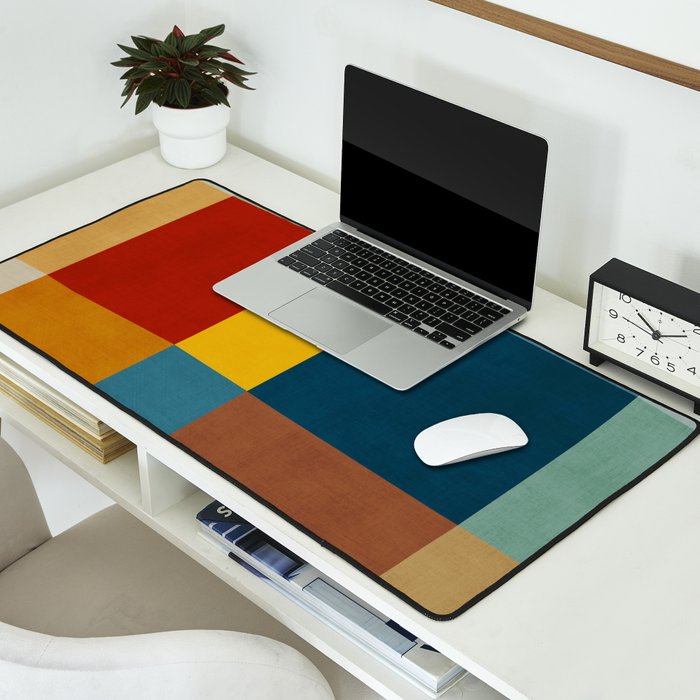 Mid-Century Modern Geometric Warm Tones Artwork Desk Mat Gallery Image 2