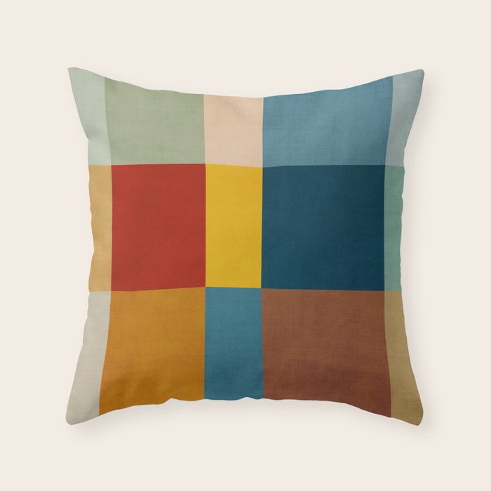 Mid-Century Modern Geometric Warm Tones Artwork Throw Pillow Gallery Image 1