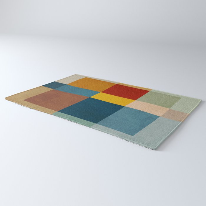 Mid-Century Modern Geometric Warm Tones Artwork Rug Gallery Image 3