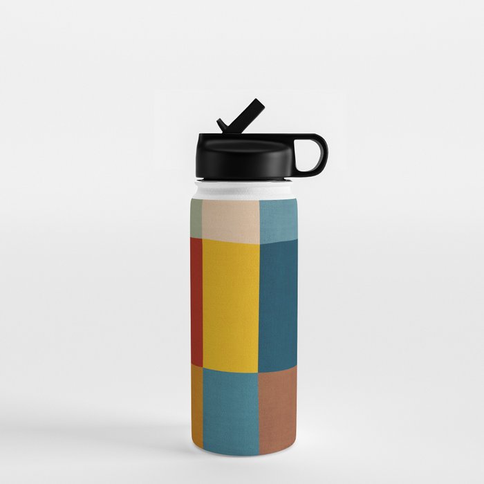 Mid-Century Modern Geometric Warm Tones Artwork Water Bottle Gallery Image 1