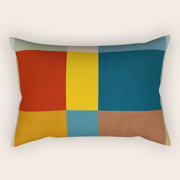 Mid-Century Modern Geometric Warm Tones Artwork Rectangular Pillow Gallery Image 1