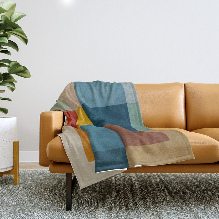 Mid-Century Modern Geometric Warm Tones Artwork Throw Blanket Gallery Image 1