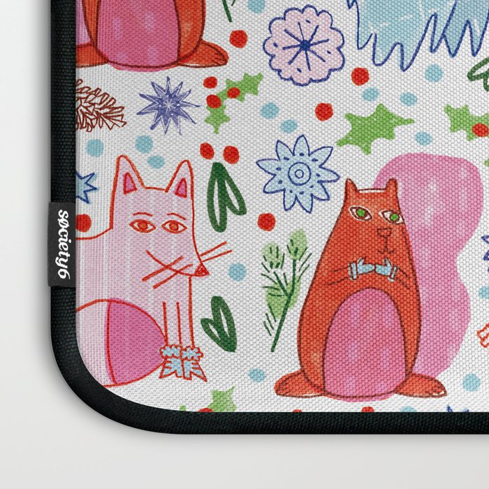Winter Forest Woodland Animals in Pink & Blue Laptop Sleeve Gallery Image 3