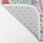 Winter Forest Woodland Animals in Pink & Blue Bath Mat Gallery Image 2