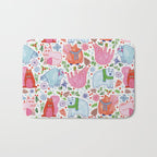 Winter Forest Woodland Animals in Pink & Blue Bath Mat Gallery Image 1